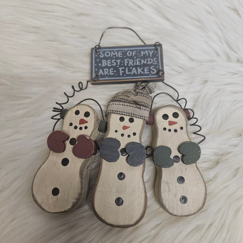 Some of my Best Friends are Flakes Vintage Wood Christmas Ornament